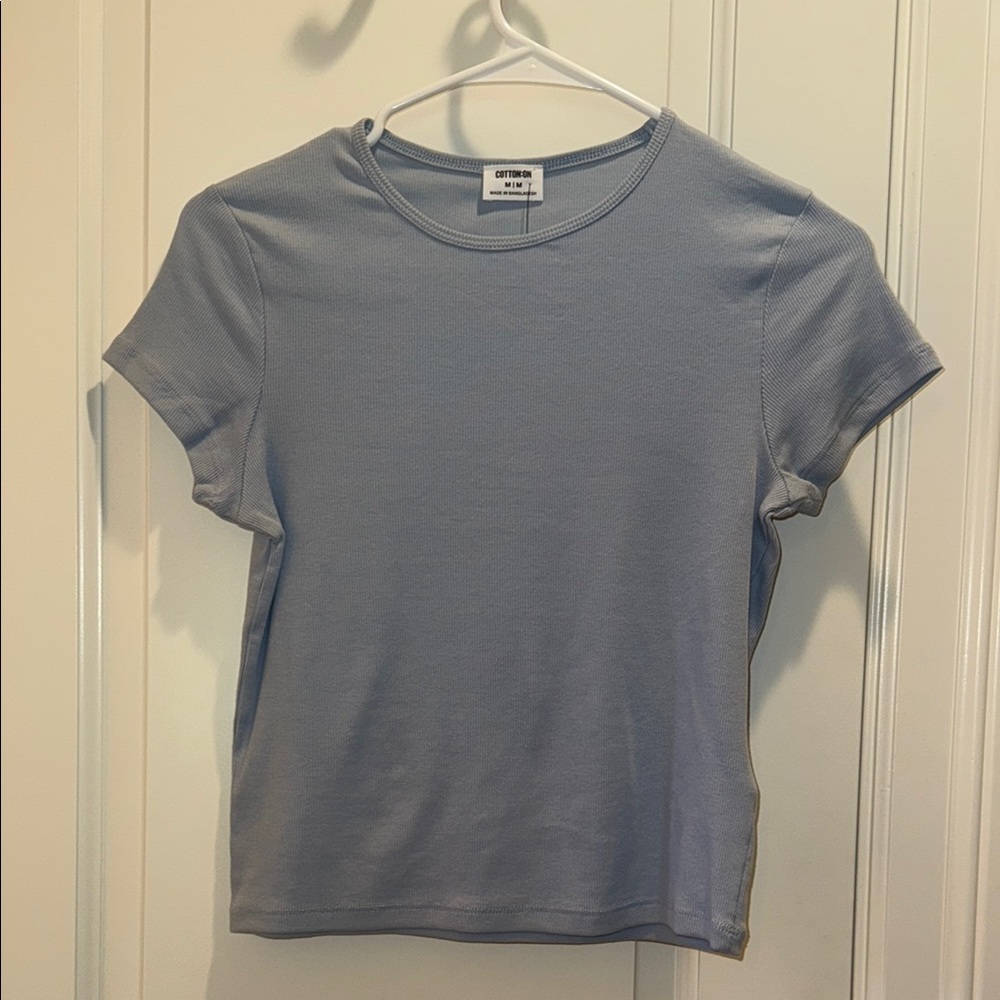 Cotton On Sky Blue Ribbed Tee